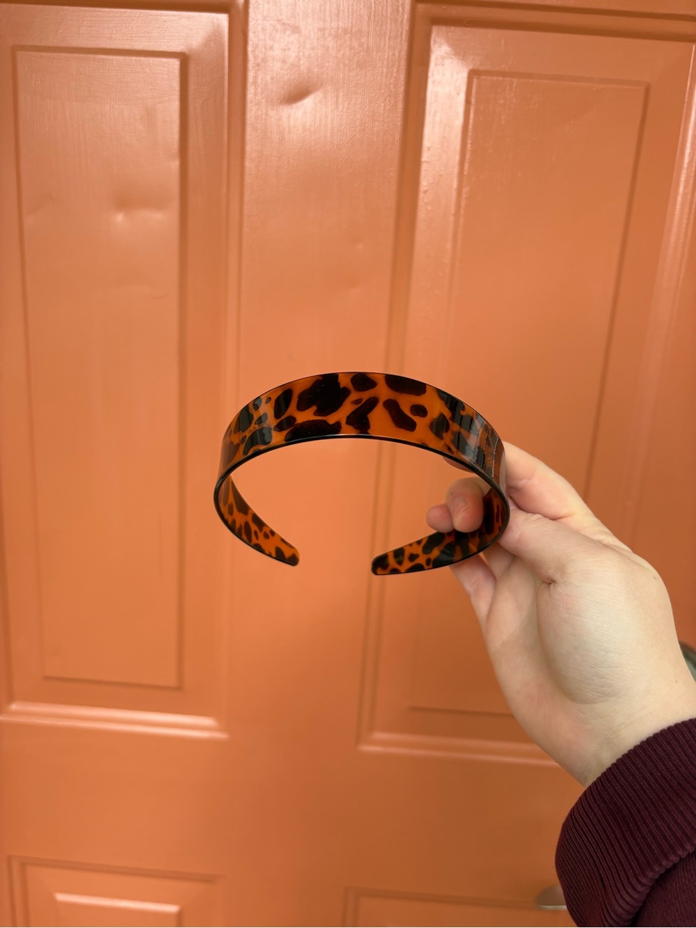 Tortoiseshell Pattern Wide Headband - Brown